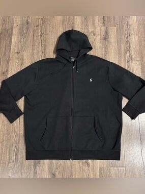Polo Ralph Lauren Black Double-Knit Full-Zip Hoodie Mens 4XLT EUC